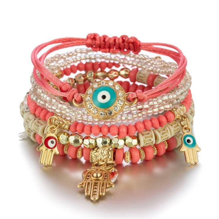 Bohemian Style Hot Selling Handmade Beaded Fashion Eye Bead Temperament Multi-layer Bracelet