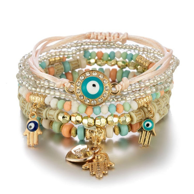 Bohemian Style Hot Selling Handmade Beaded Fashion Eye Bead Temperament Multi-layer Bracelet