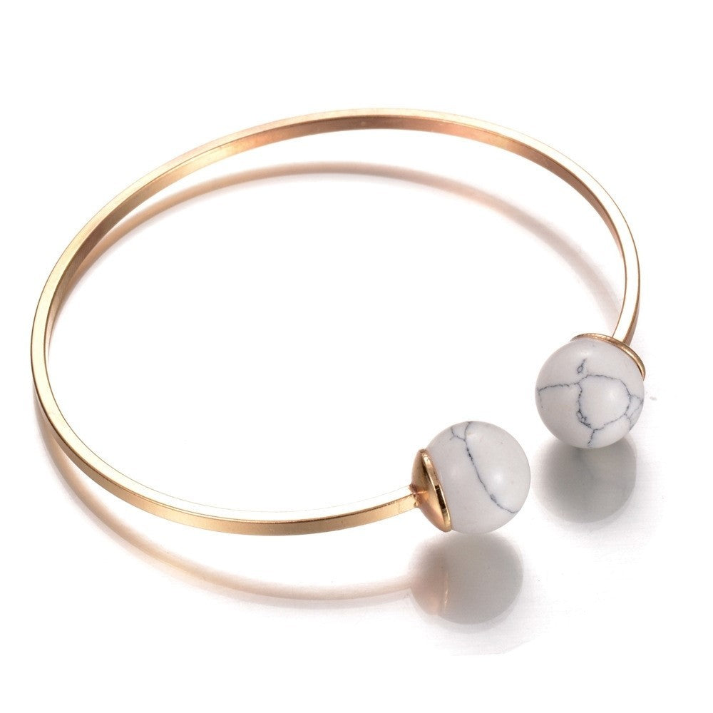 Marbled round bead bracelet