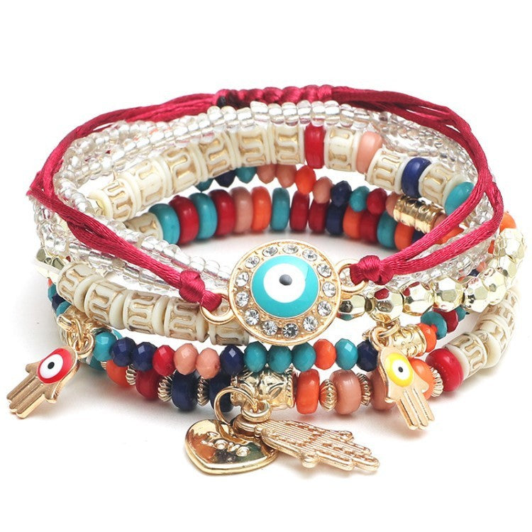Bohemian Style Hot Selling Handmade Beaded Fashion Eye Bead Temperament Multi-layer Bracelet