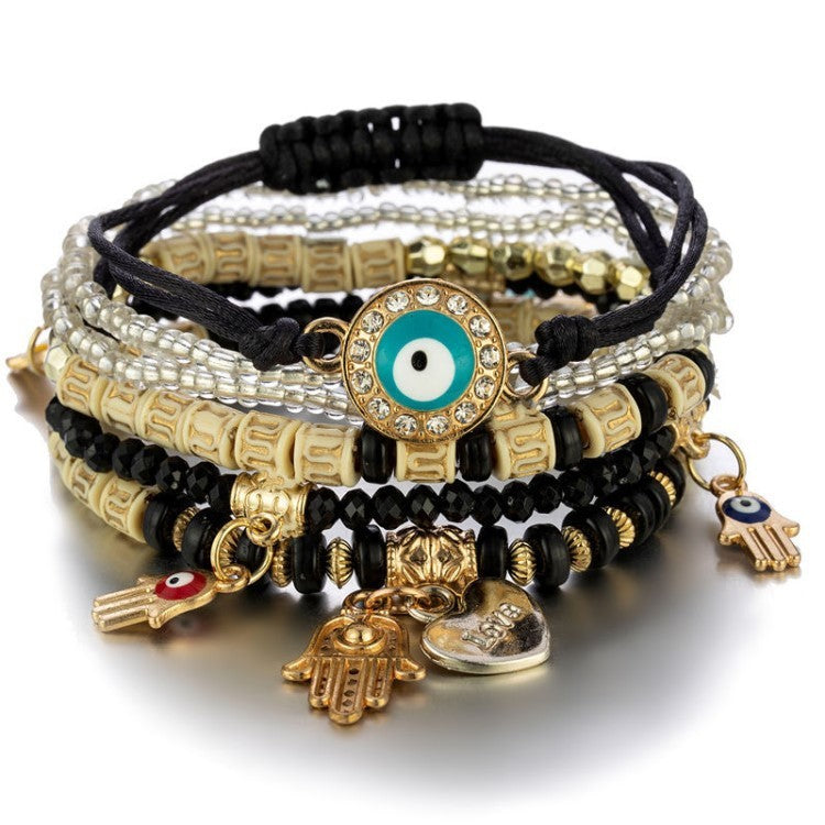 Bohemian Style Hot Selling Handmade Beaded Fashion Eye Bead Temperament Multi-layer Bracelet